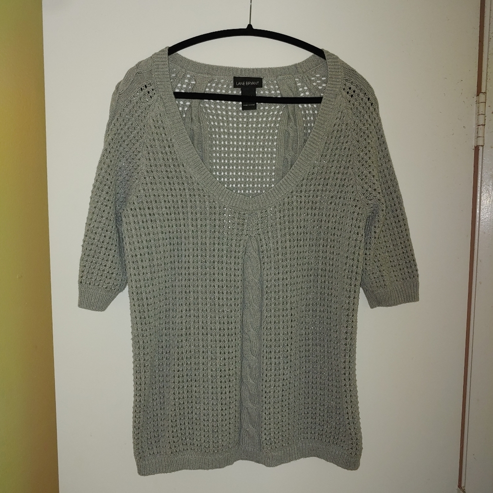 Lane Bryant Gray Open Knit Sweater size. 14/16